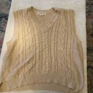 rag & bone Cream Cable Knit V-Neck Sweater Vest